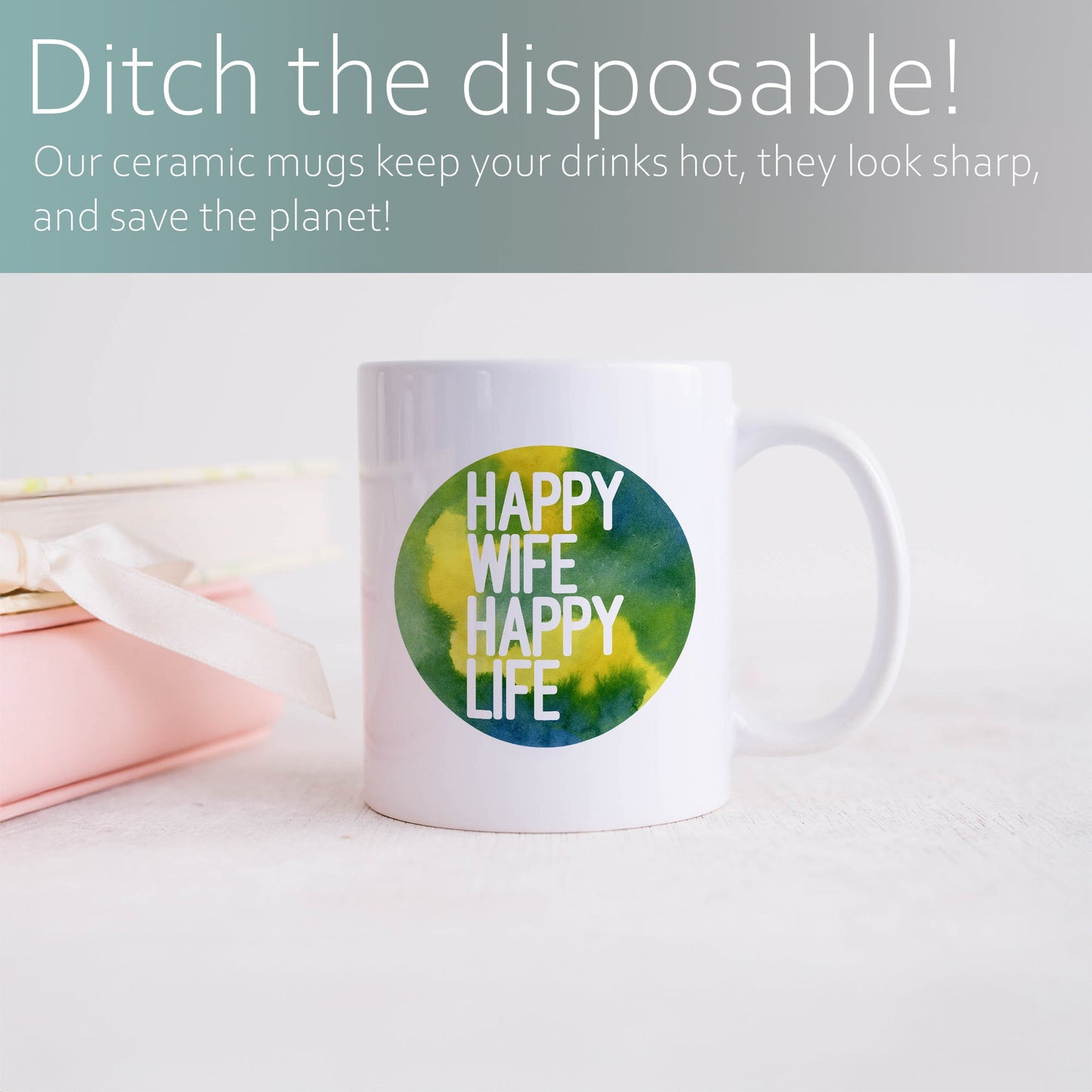 Happy wife, happy life | Ceramic mug-Ceramic mug-Adnil Creations