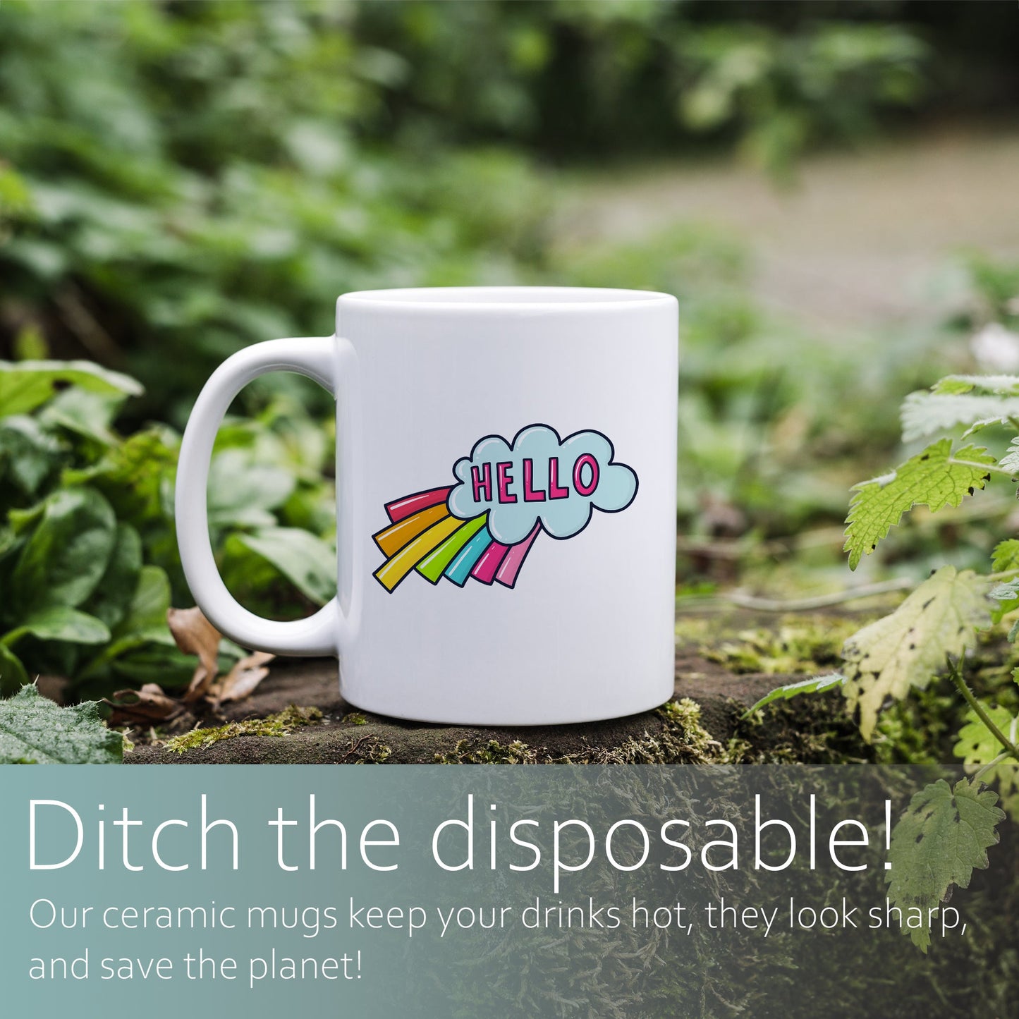 Hello rainbow speech bubble | Ceramic mug-Ceramic mug-Adnil Creations