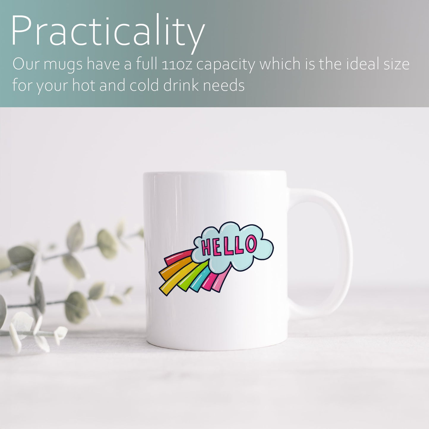 Hello rainbow speech bubble | Ceramic mug-Ceramic mug-Adnil Creations