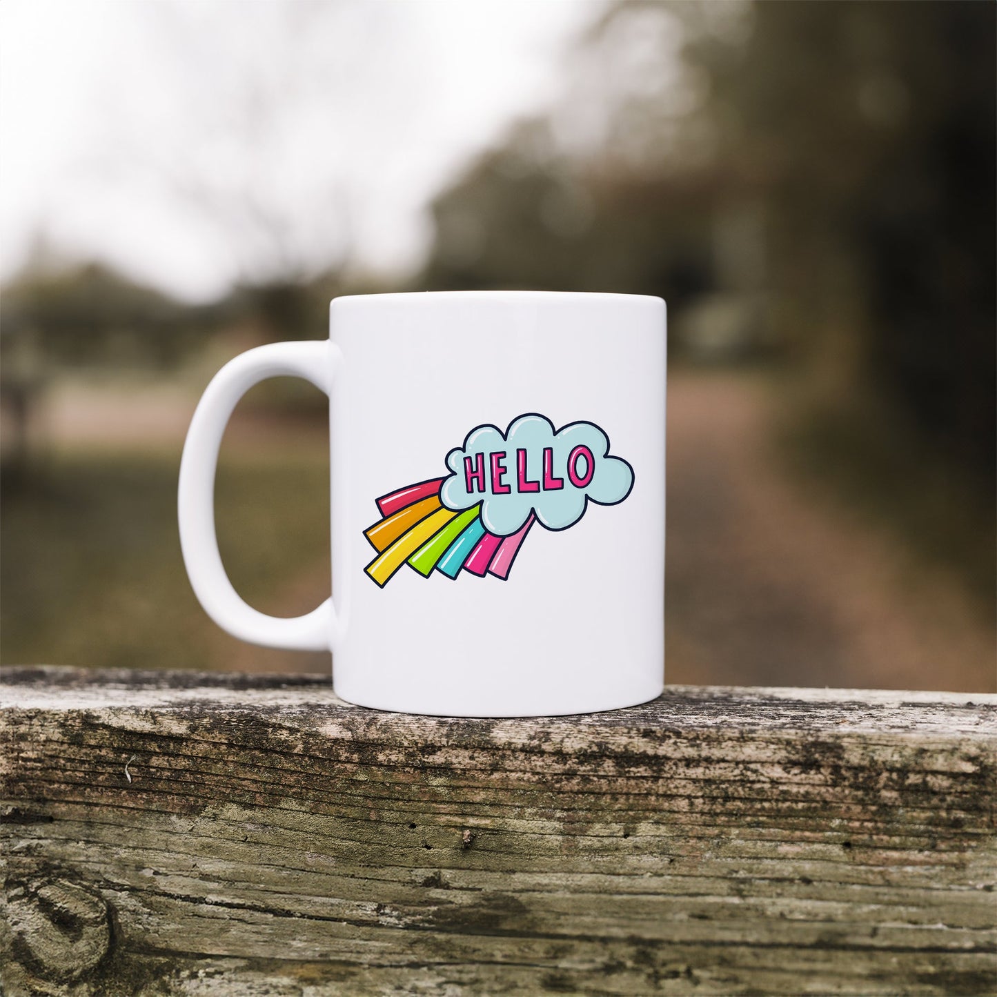 Hello rainbow speech bubble | Ceramic mug-Ceramic mug-Adnil Creations