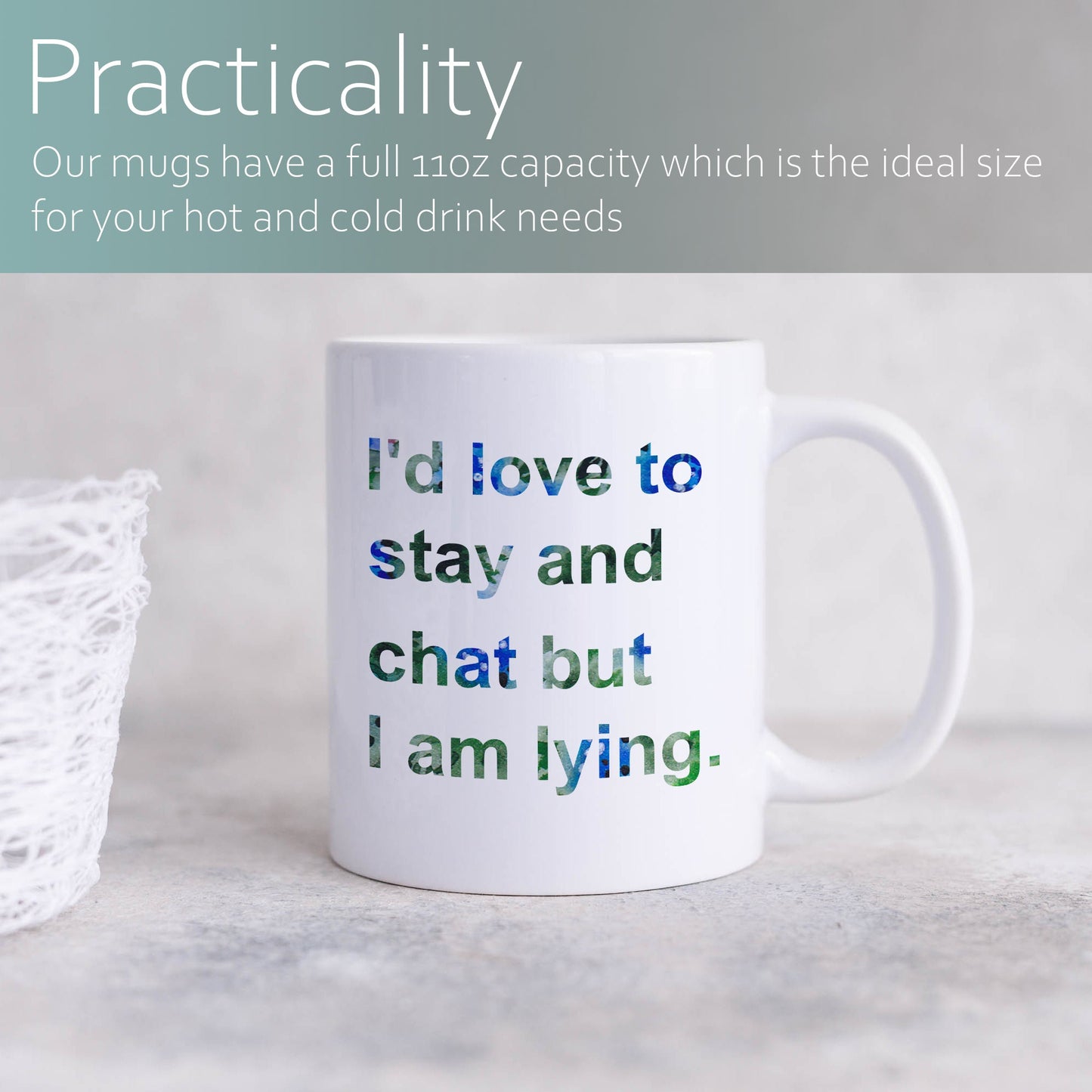 I'd love to stay and chat but I am lying | Ceramic mug-Ceramic mug-Adnil Creations