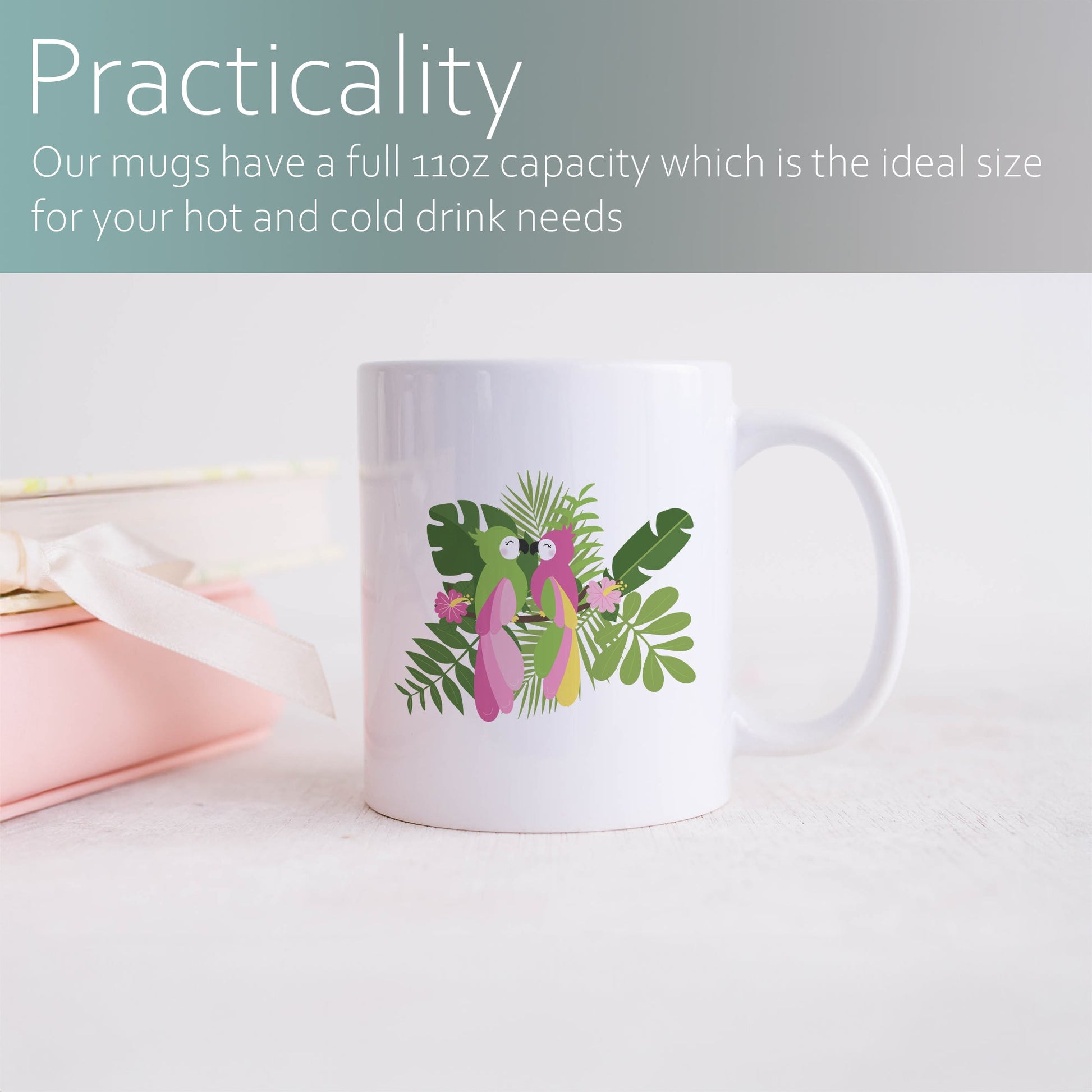 Parrots and tropical leaves | Ceramic mug-Ceramic mug-Adnil Creations