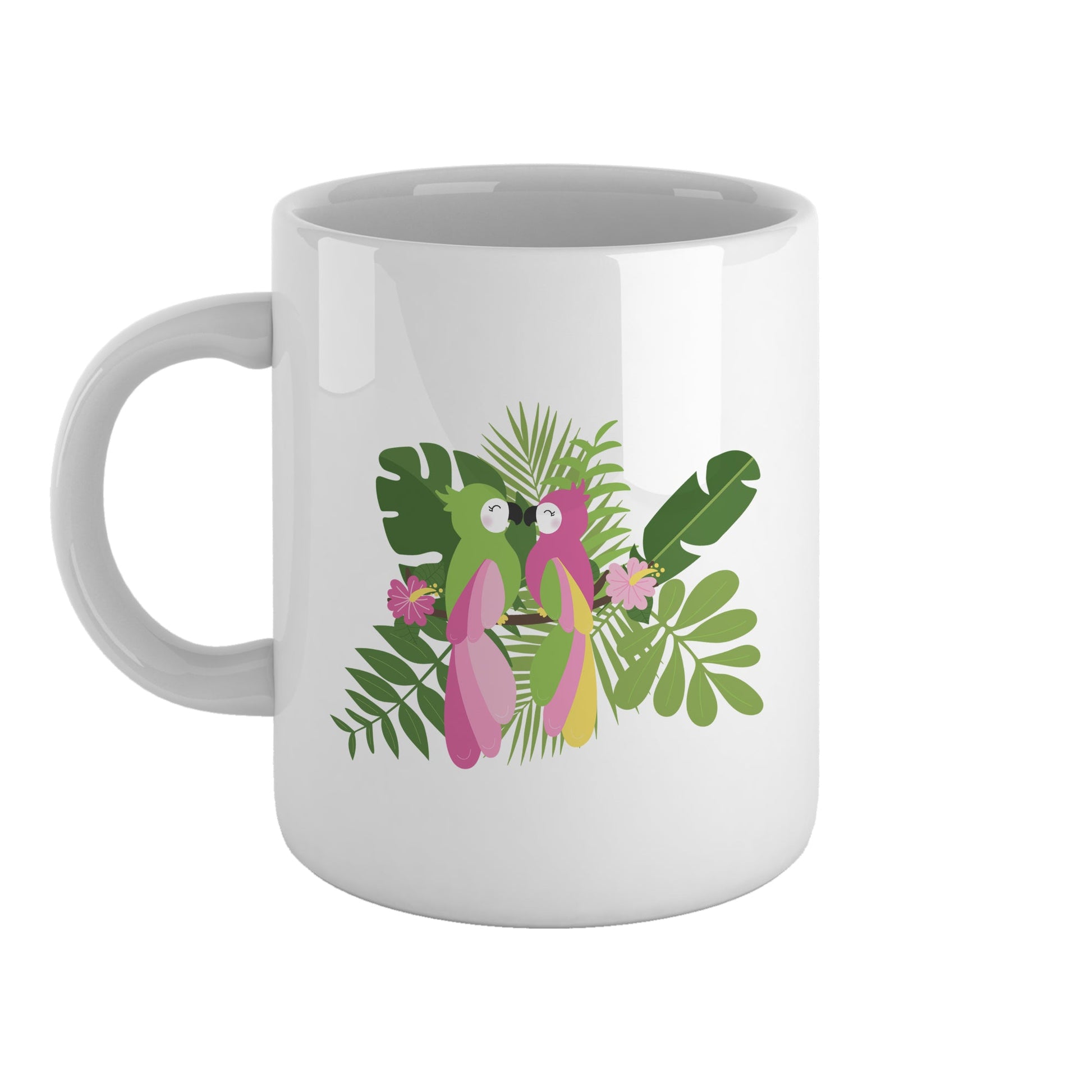 Parrots and tropical leaves | Ceramic mug-Ceramic mug-Adnil Creations