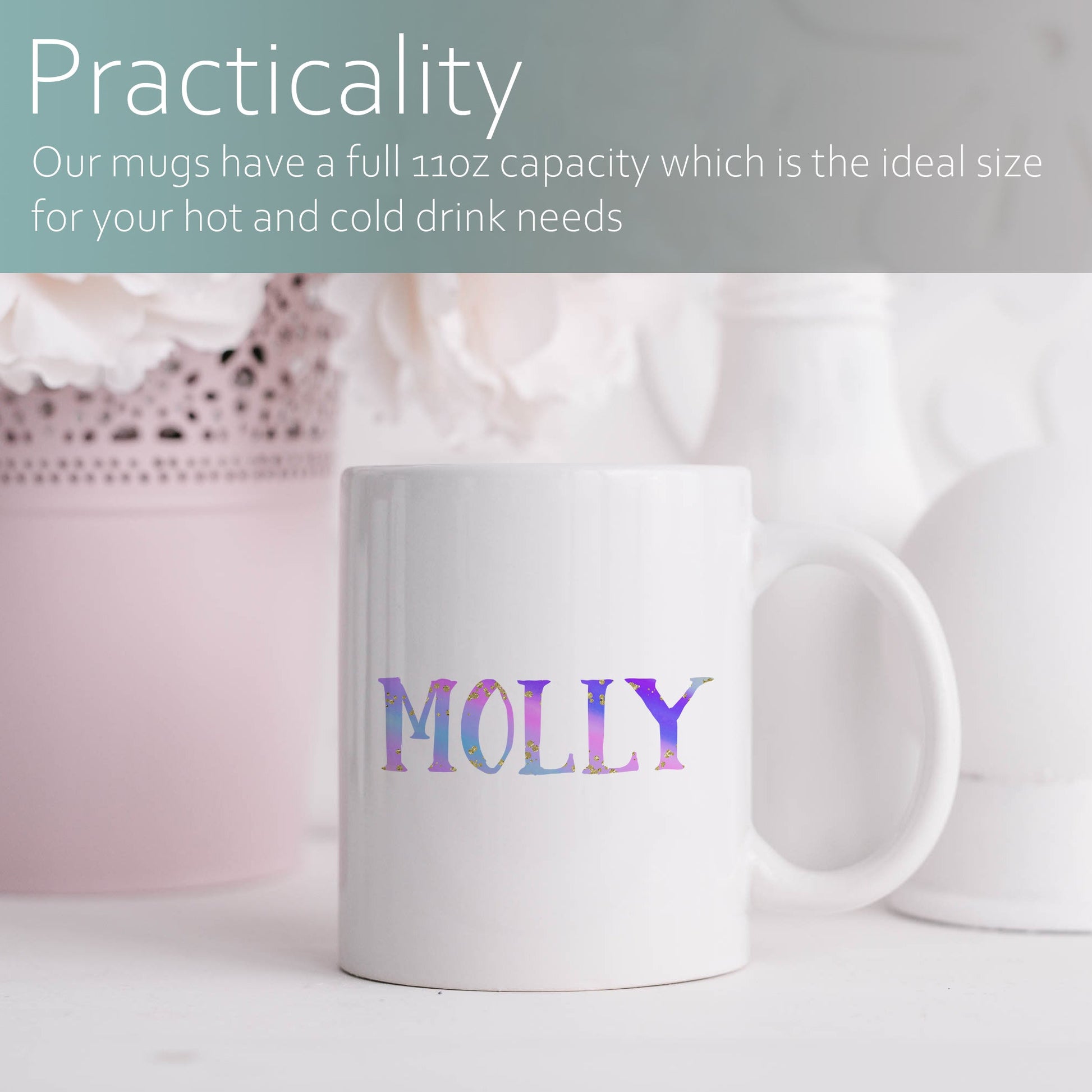 Pastel rainbow personalised name | Ceramic mug-Ceramic mug-Adnil Creations