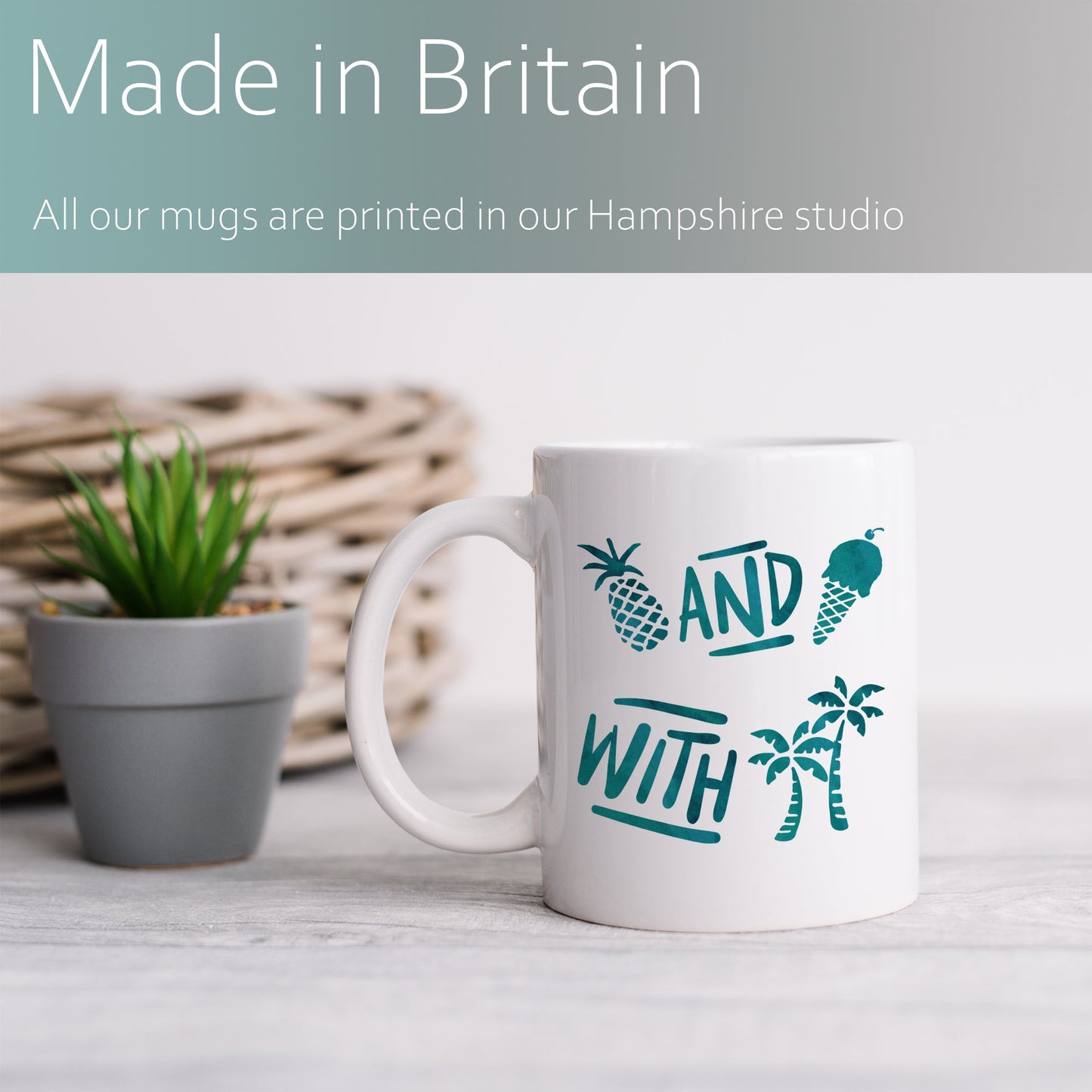 Pineapple and ice cream with palm trees | Ceramic mug-Ceramic mug-Adnil Creations