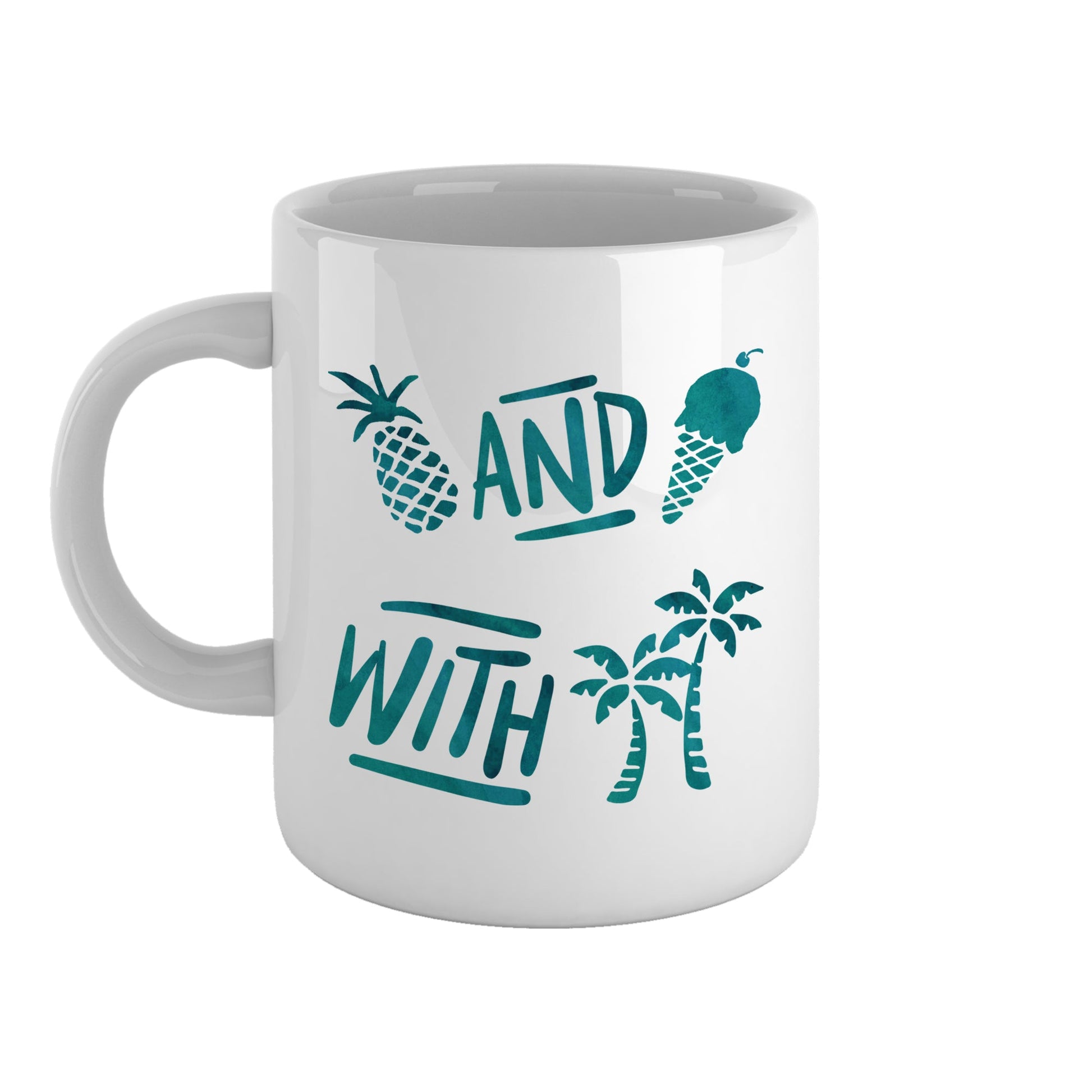 Pineapple and ice cream with palm trees | Ceramic mug-Ceramic mug-Adnil Creations
