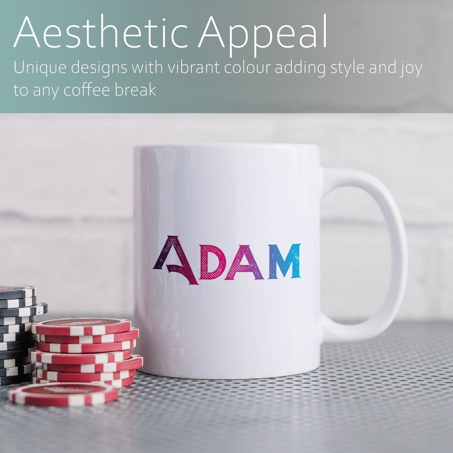 Retro bright ombre personalised name | Ceramic mug-Ceramic mug-Adnil Creations