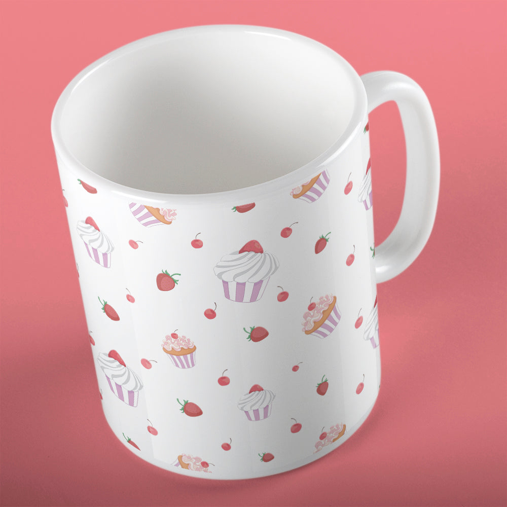 Strawberry cupcake pattern | Ceramic mug - Adnil Creations