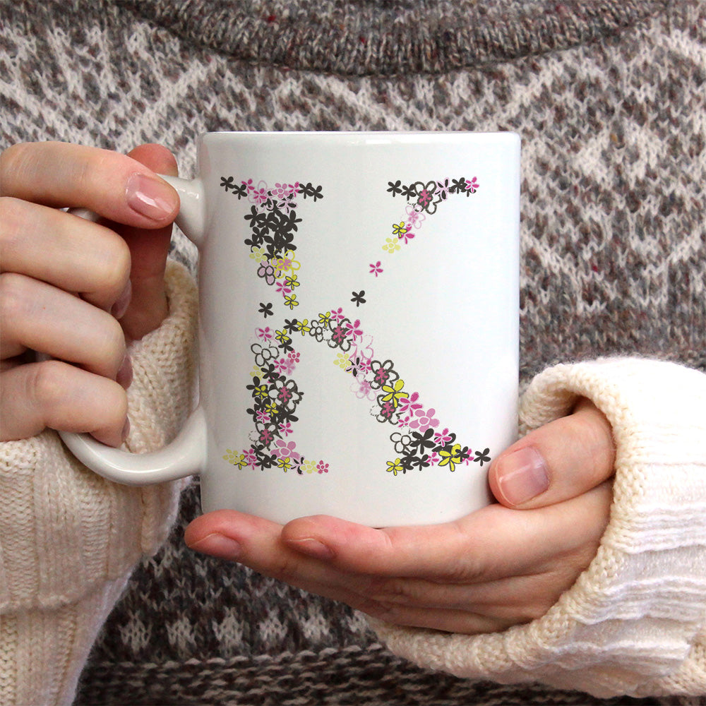 Tiny flower monogram | Ceramic mug - Adnil Creations