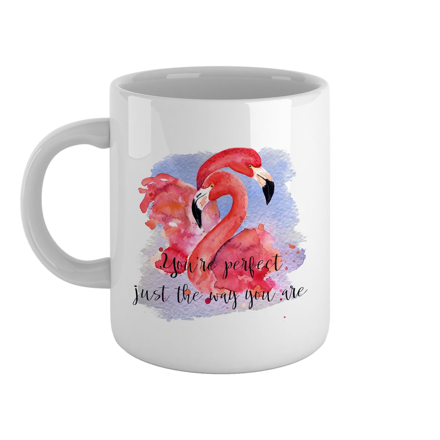 "You're perfect just the way you are" with flamingos | Ceramic mug-Ceramic mug-Adnil Creations