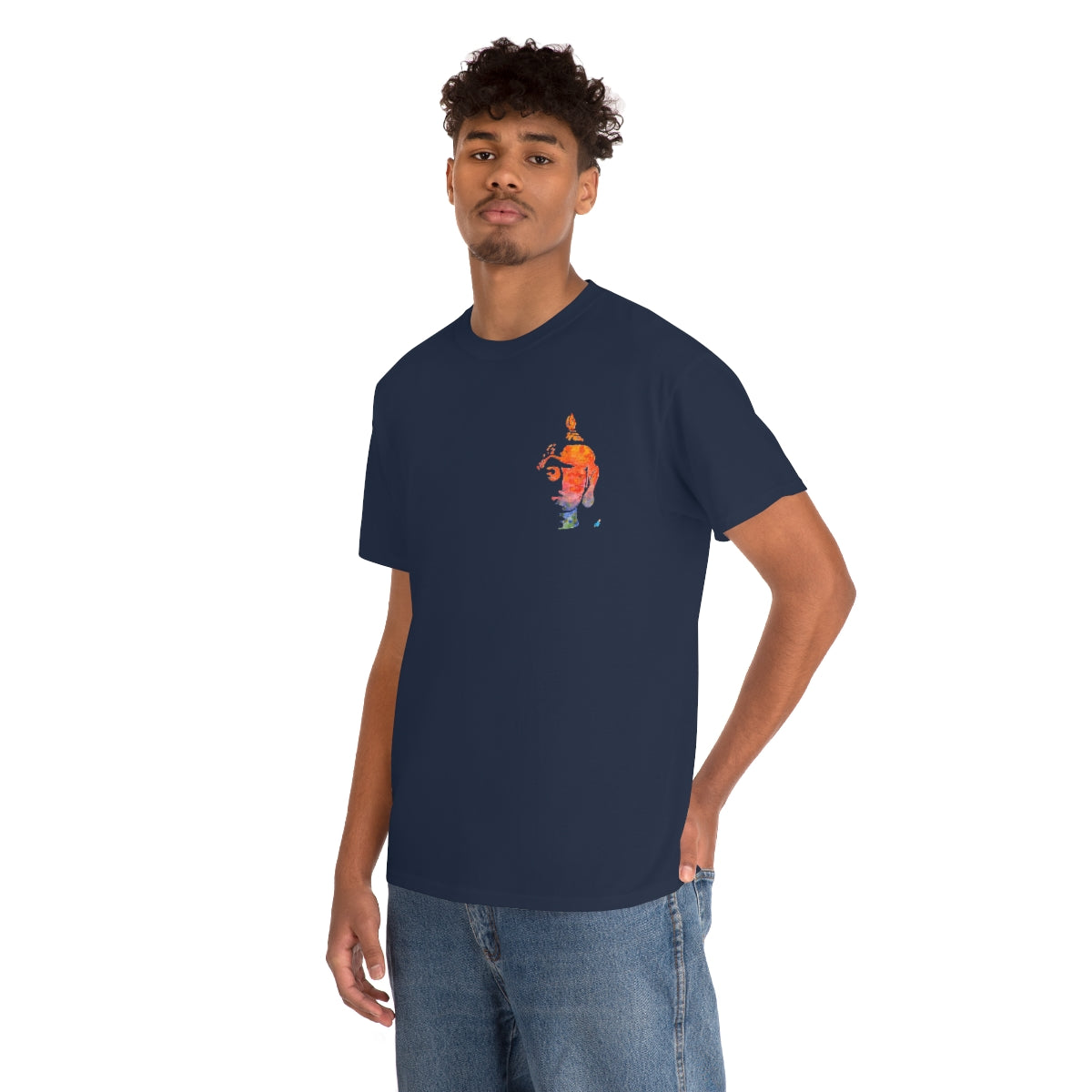 Watercolour Buddha Head Yoga Tee | Unisex Heavy Cotton Tee-T-Shirt-Adnil Creations