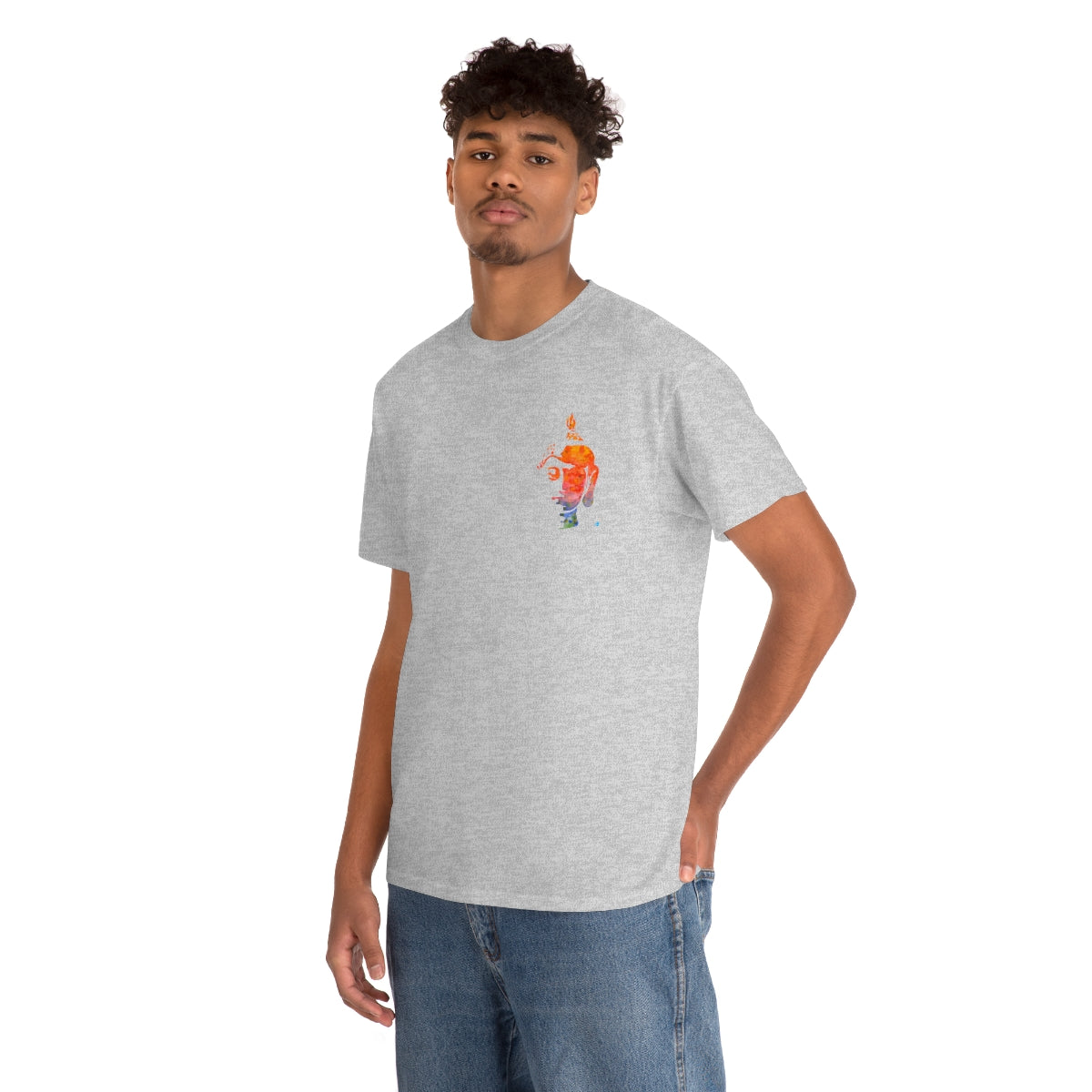 Watercolour Buddha Head Yoga Tee | Unisex Heavy Cotton Tee-T-Shirt-Adnil Creations