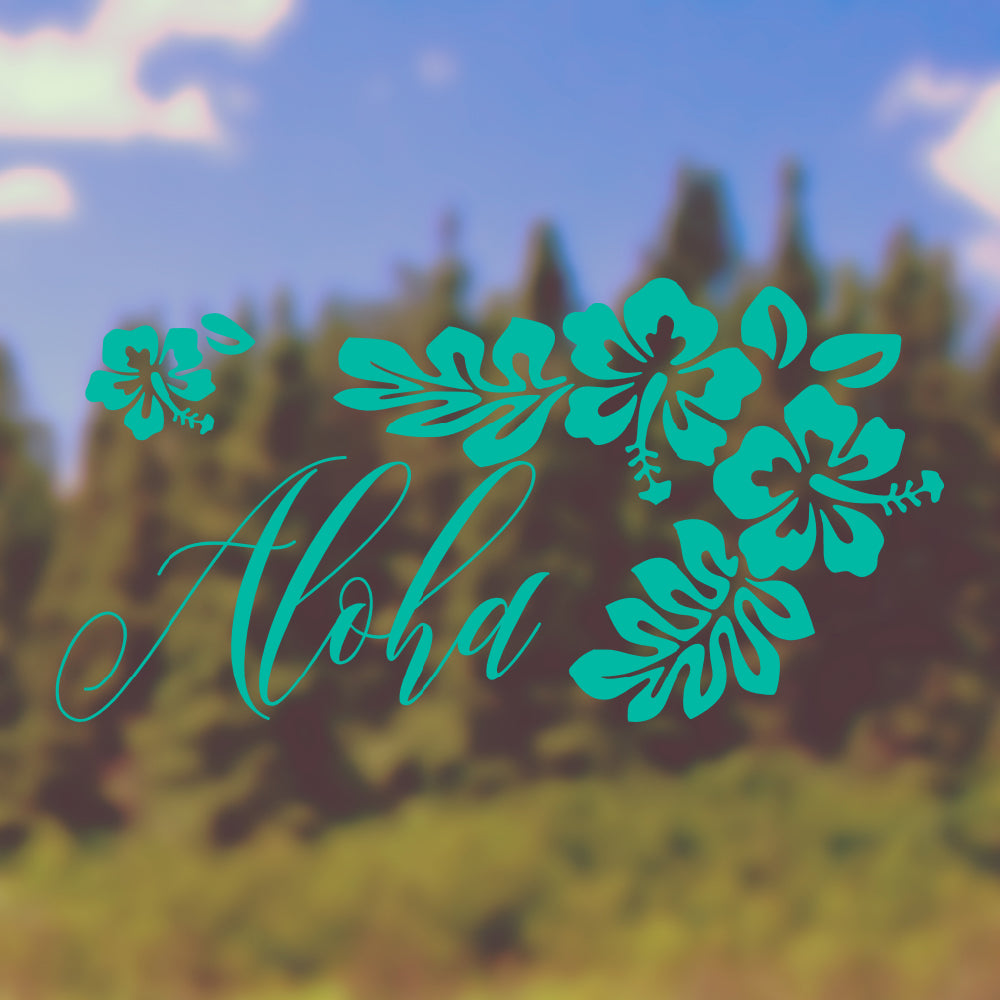 Aloha with hibiscus | Bumper sticker - Adnil Creations