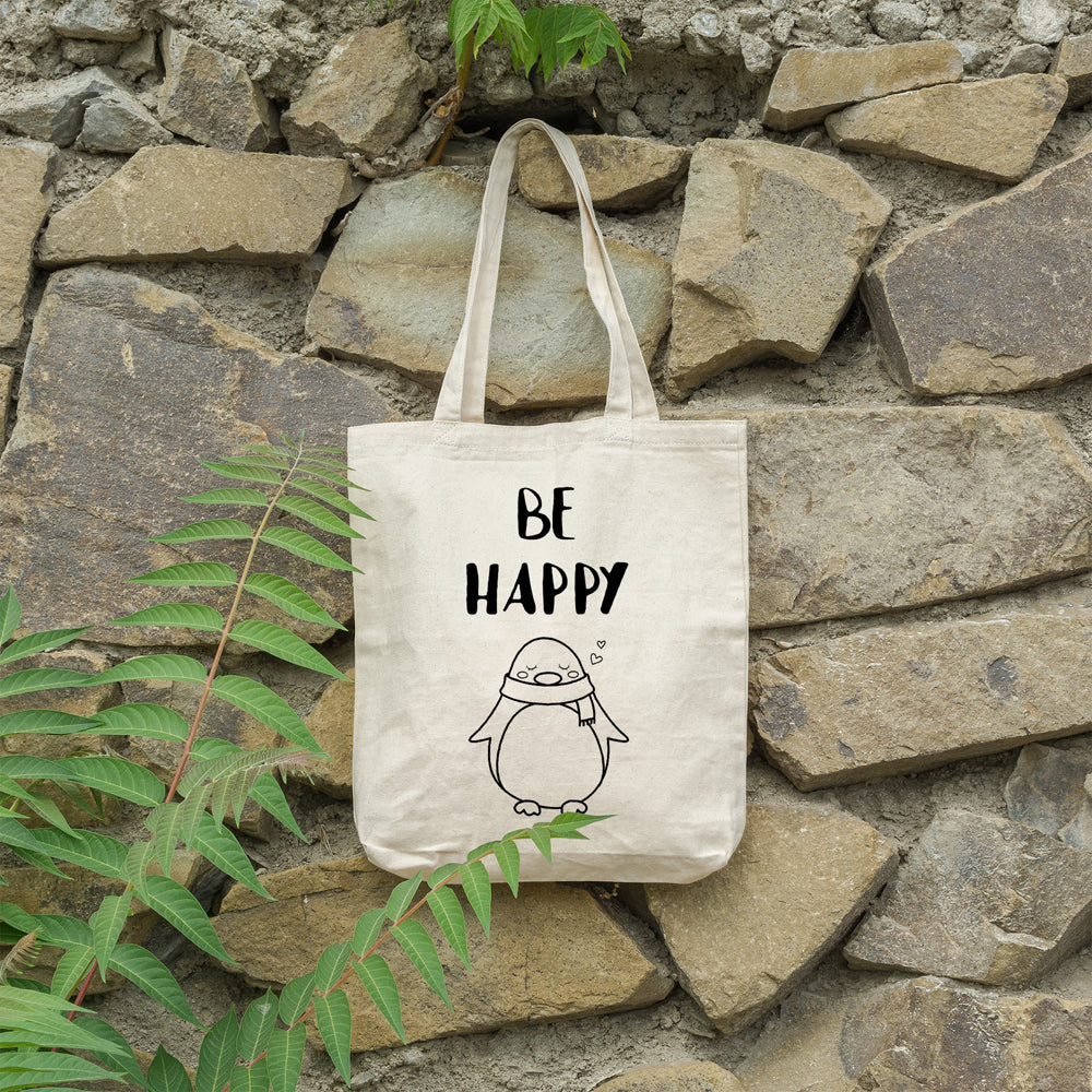 Be happy penguin | 100% Cotton tote bag - Adnil Creations